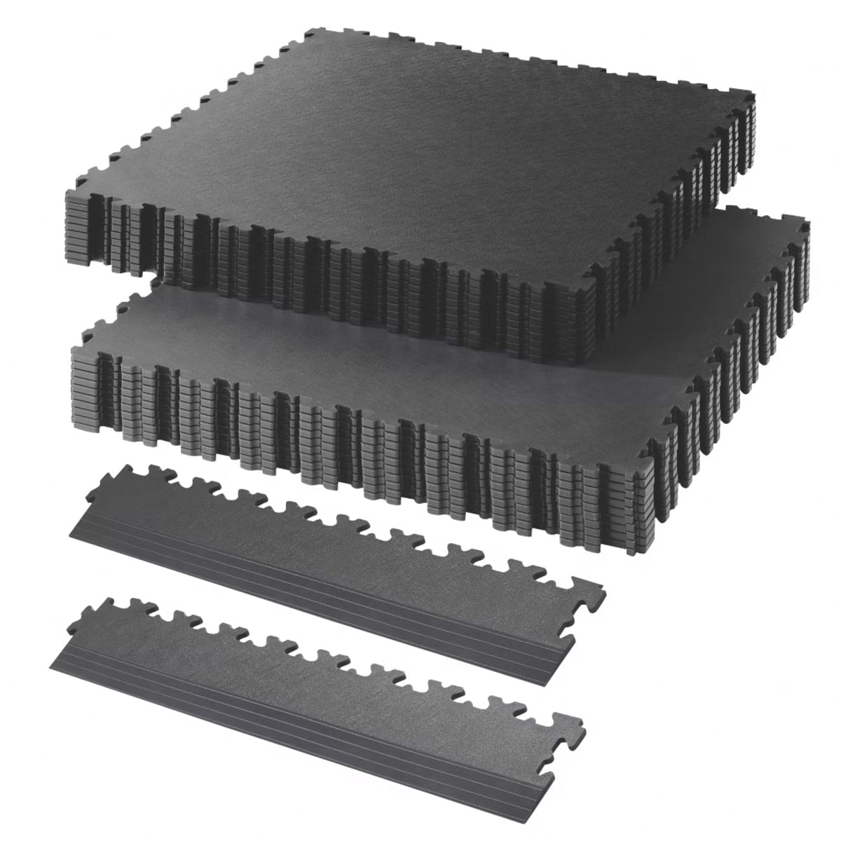 Interlocking Floor Tiles & Ramps Single Garage Pack (45m2 + 12 ramps) Graphite & Black X500/7